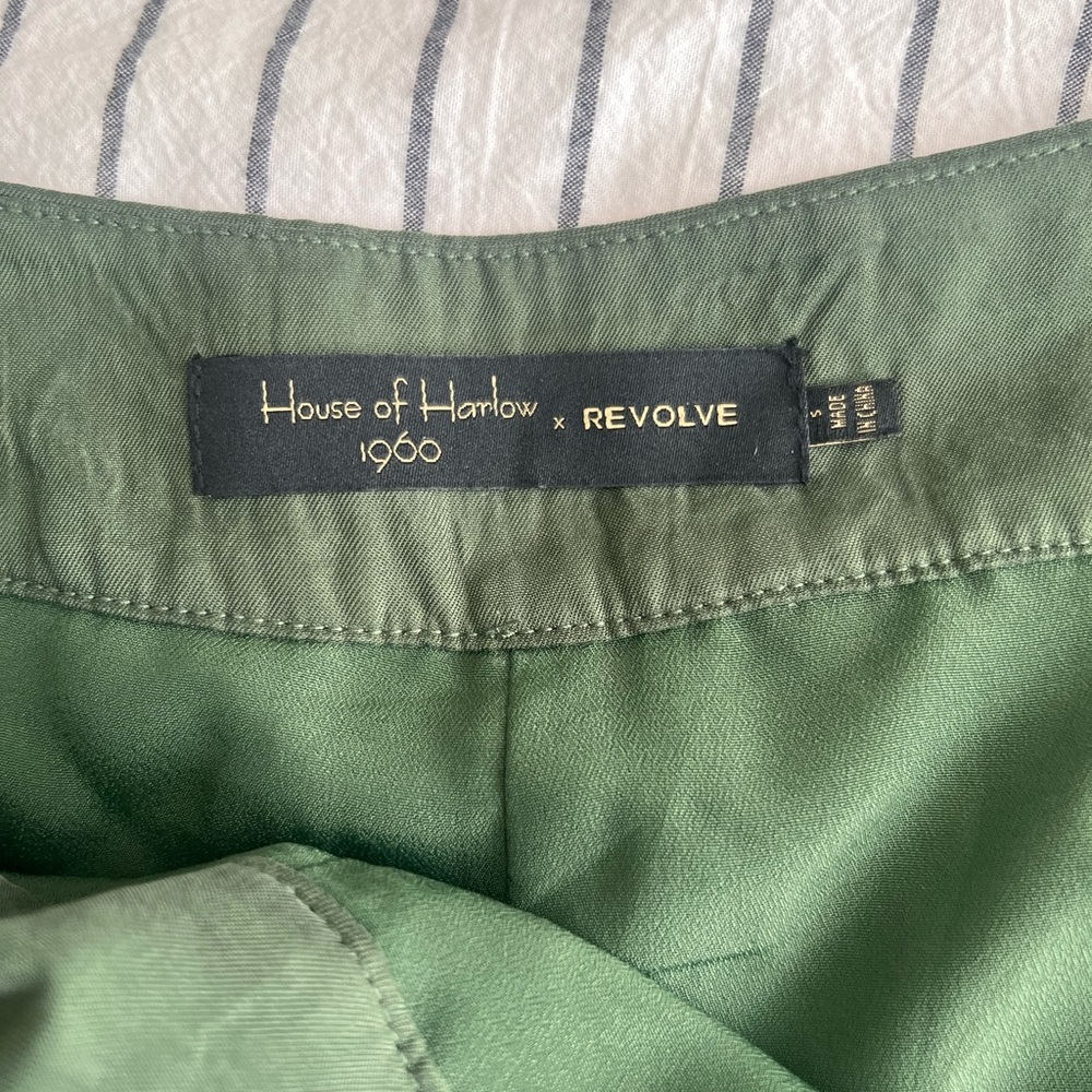 REVOLVE House of Harlow 1960 Olive Green Suede Pants High Waist Belted  Small - Picture 5 of 6
